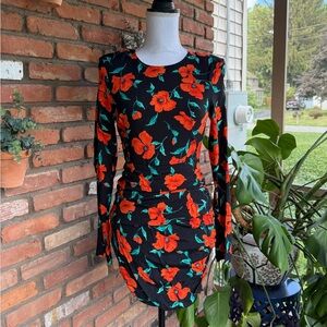 ZARA Red & Black Poppy Print Open Back Dress – Blogger Favorite